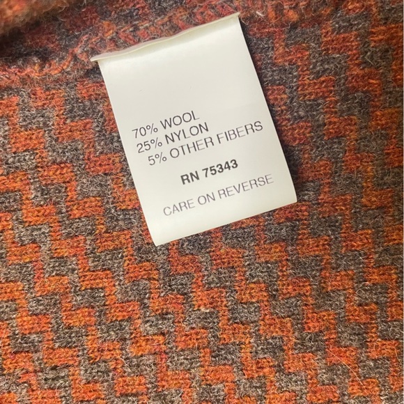 VTG Chiaramente Small Cape/Cardigan Wool Blend Orange/Red/Gray - Picture 7 of 11